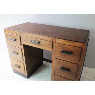 Vintage english small desk in oakwood 1930s