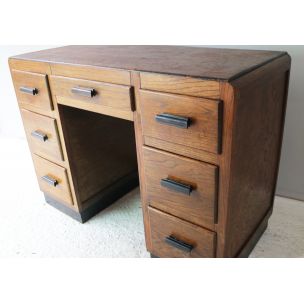 Vintage english small desk in oakwood 1930s