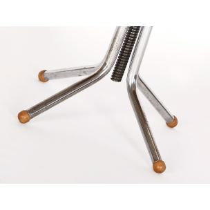 Vintage stool in tubular steel and wood 1930