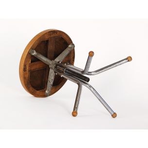 Vintage stool in tubular steel and wood 1930