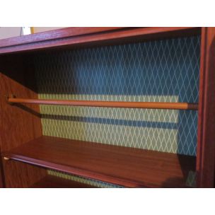 Vintage modular wall shelf system in brass and teakwood 1960