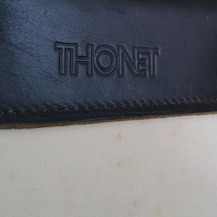 Suite de 4 chaises vintage S33 pour Thonet en cuir noir 1980