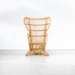 Vintage peacock chair for Rohé Noordwolde in rattan 1950