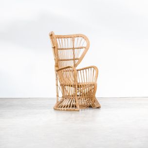 Vintage peacock chair for Rohé Noordwolde in rattan 1950