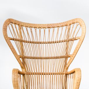 Vintage peacock chair for Rohé Noordwolde in rattan 1950