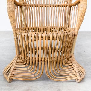 Vintage peacock chair for Rohé Noordwolde in rattan 1950