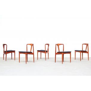Suite de 5 chaises vintage pour Uldum en teck et laine noire 1960