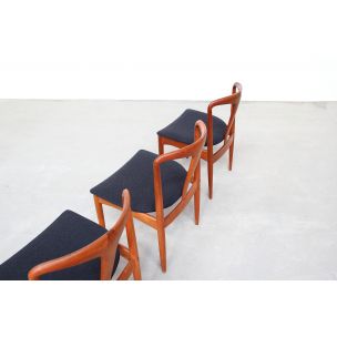 Set of 5 vintage chairs for Uldum in teakwood and black wool 1960