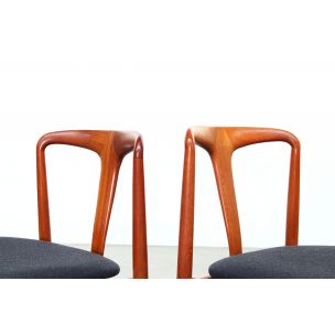 Set of 5 vintage chairs for Uldum in teakwood and black wool 1960