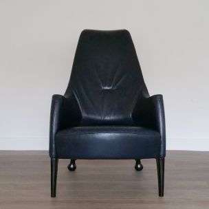 Vintage Toga armchair for Young International in blue leather 1980s