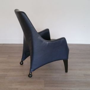 Vintage Toga armchair for Young International in blue leather 1980s