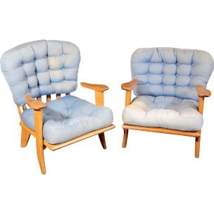 Pair of vintage armchairs Guillerme and Chambron, Votre Maison edition 1960