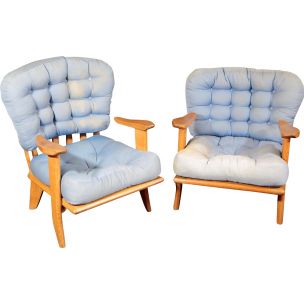 Paire de fauteuils vintage Guillerme et Chambron, édition Votre Maison 1960