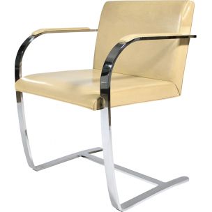 Chaise vintage pour Knoll en cuir beige et métal 1930