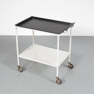 Vintage Biarritz trolley for Artimeta in white and black metal 1950