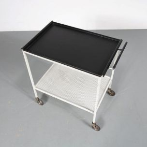 Vintage Biarritz trolley for Artimeta in white and black metal 1950