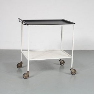 Vintage Biarritz trolley for Artimeta in white and black metal 1950