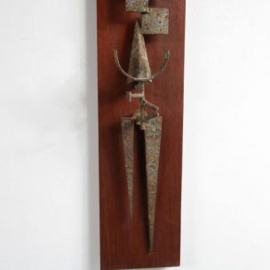 Escultura mural vintage de Buck en bronce 1960