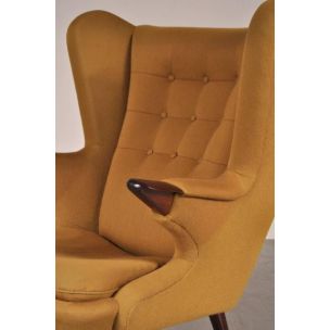 Vintage Sessel gelb 91 Papa Bear für Skipper Mobler in Palisander 1960