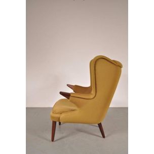 Vintage yellow model 91 Papa Bear armchair for Skipper Mobler in rosewood 1960s