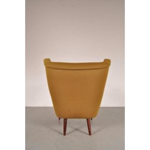 Sillón vintage amarillo 91 Papa Bear para Skipper Mobler en madera de palisandro 1960