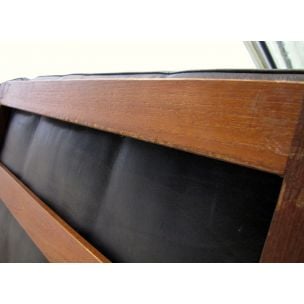 Vintage sofa for Wikkelsö in black leather and teakwood 1960