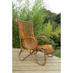 Vintage lounge chair in cane and rattan 1930