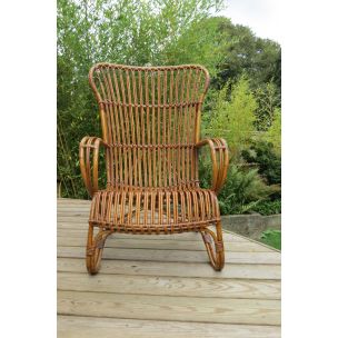 Vintage lounge chair in cane and rattan 1930