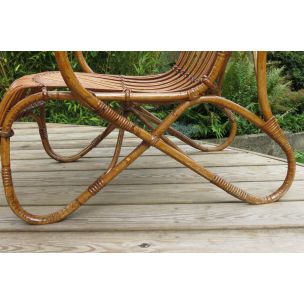 Vintage lounge chair in cane and rattan 1930