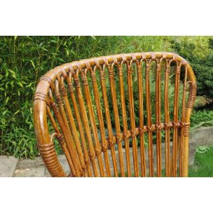 Vintage lounge chair in cane and rattan 1930