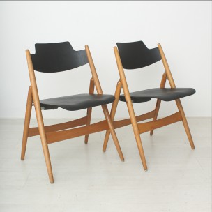 Pair of beech dining chairs, Egon EIERMANN - 1960s