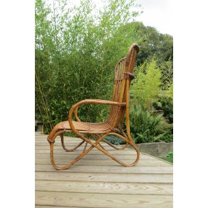 Vintage lounge chair in cane and rattan 1930