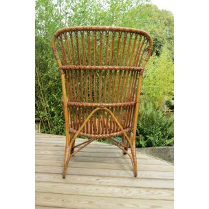 Vintage lounge chair in cane and rattan 1930