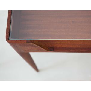 Paire de tables de chevet vintage italiennes pour Strada en bois et verre 1950