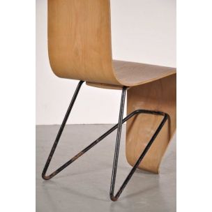 Vintage Bellevue Stuhl aus Metall und Sperrholz von André Bloc, 1950
