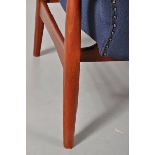 Paire de fauteuils vintage pour Bovenkamp en tissu bleu et chêne 1950