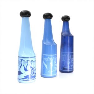 Set of 3 vintage bottles by Salvador Dalì for Rosso Antico in glass 1970