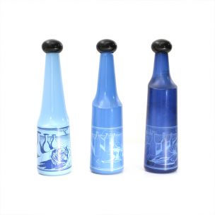 Suite de 3 bouteilles vintage de Salvador Dali pour Rosso Antico en verre 1970