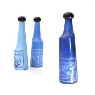 Set of 3 vintage bottles by Salvador Dalì for Rosso Antico in glass 1970