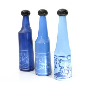 Set of 3 vintage bottles by Salvador Dalì for Rosso Antico in glass 1970