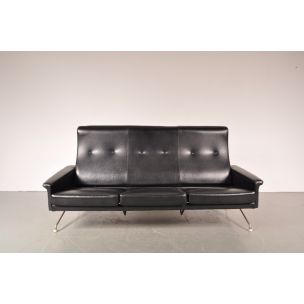 Vintage sofa for Beaufort in black leatherette 1960s