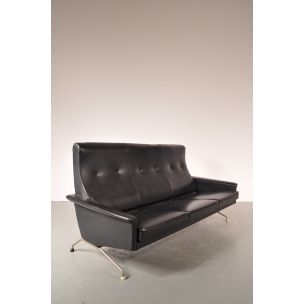 Vintage sofa for Beaufort in black leatherette 1960s