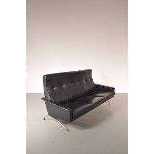 Vintage sofa for Beaufort in black leatherette 1960s