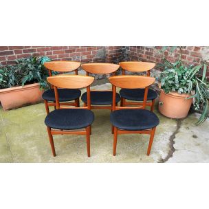 Set of 5 vintage scandinavian chairs in teak 1960