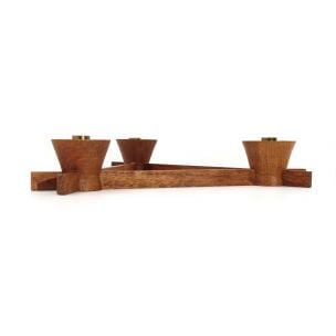 Vintage teak and brass triangular candlestick by Anri Form, 1960