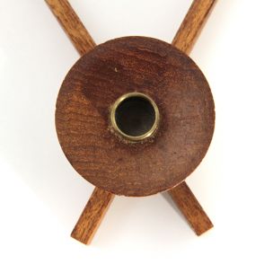 Vintage teak and brass triangular candlestick by Anri Form, 1960