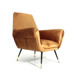 Vintage bronze velvet armchair 1960s