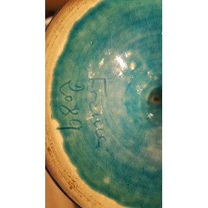 Vintage blue ceramic vase by Pol Chambost, 1970