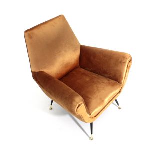 Vintage bronze velvet armchair 1960s
