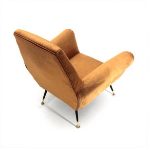 Vintage bronze velvet armchair 1960s